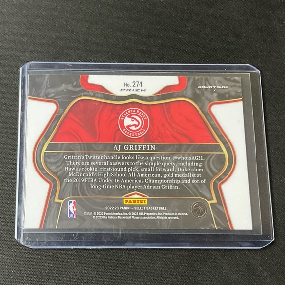 AJ Griffin Courtside Green White Pink Tri Colour RC Select 2022-23 - Picture 2 of 2